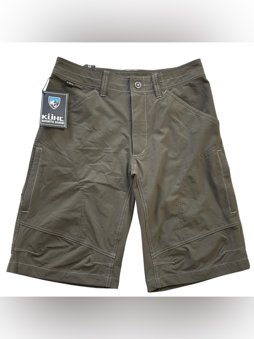 NWT Kuhl Renegade Shorts Men 30 Olive/Brown Hiking Camping Outdoors Gorpcore 12"